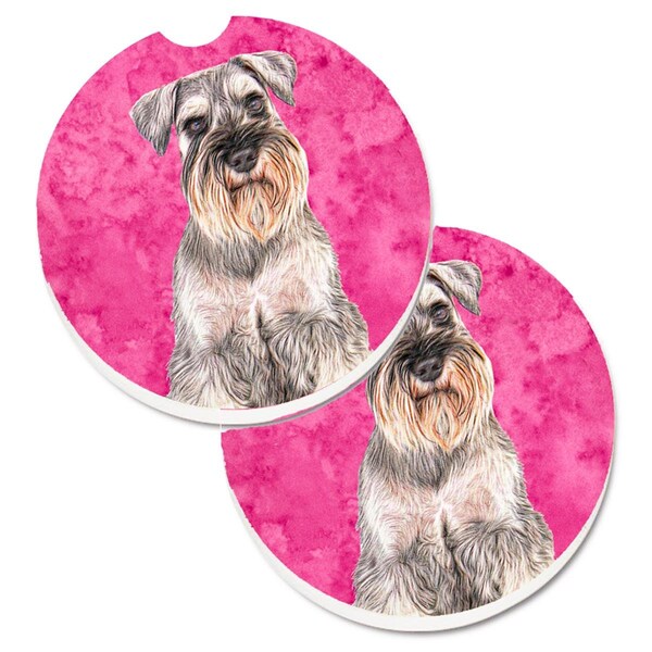 Carolines Treasures Pink Schnauzer Set of 2 Cup Holder Car Coaster KJ1229PKCARC - main